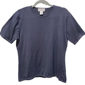 Rena Rowan - fine knit sweater, short sleeved, acrylic and lambs wool, size M